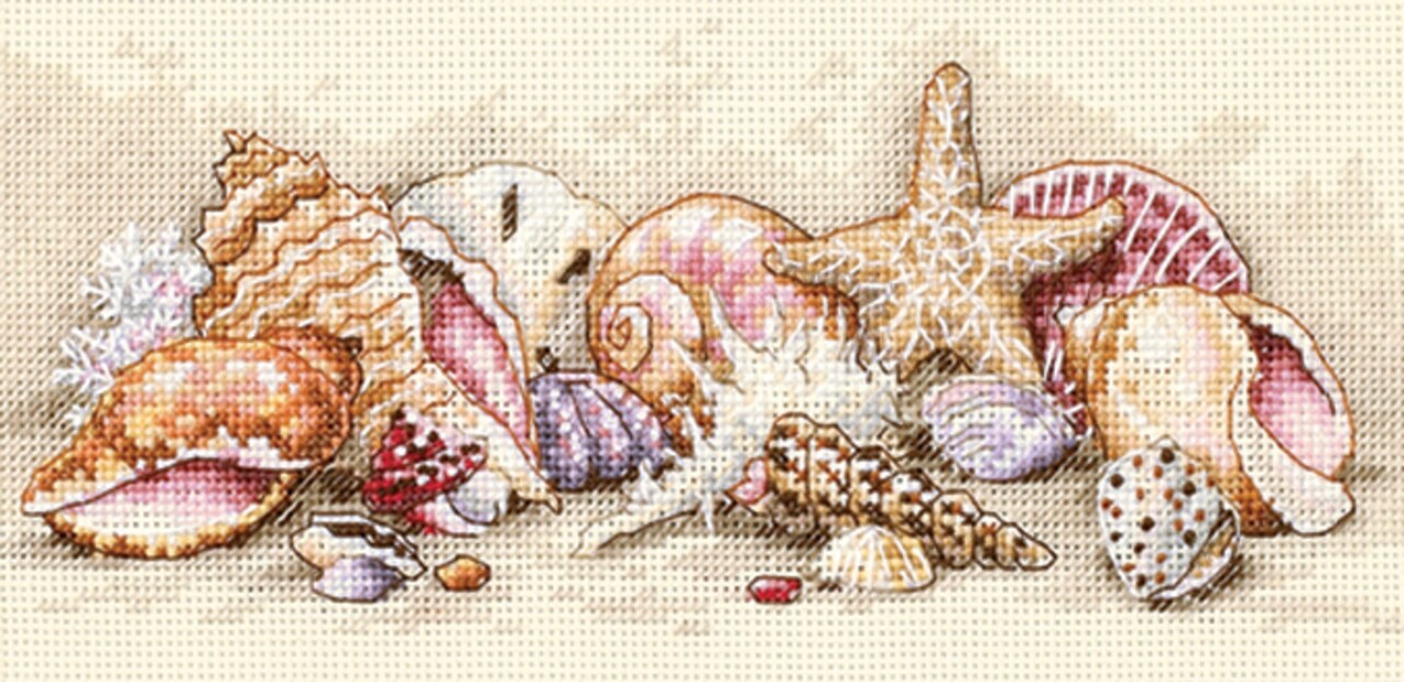 Dimensions Gold Petite Counted Cross Stitch Kit 8"X4"-Seashell Treasures